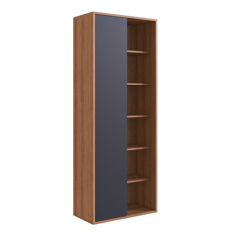 Conjunto de Escrivaninha Dobrável Paricel com Gaveteiro 4 GV e Estante Office 1 PT Grafite e Mel - 4