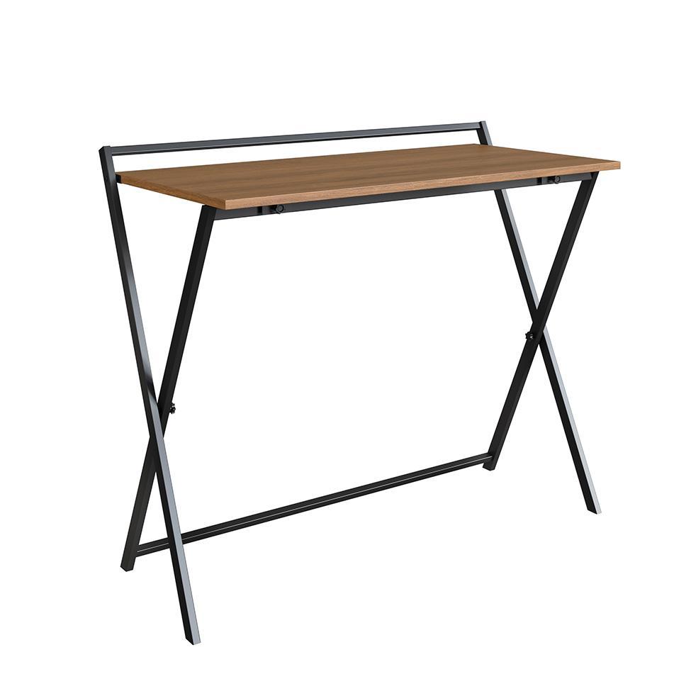 Conjunto de Escrivaninha Dobrável Paricel com Gaveteiro 4 GV e Estante Office 1 PT Grafite e Mel - 6