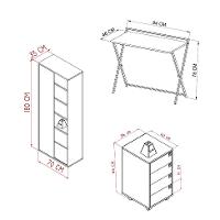 Conjunto de Escrivaninha Dobrável Paricel com Gaveteiro 4 GV e Estante Office 1 PT Grafite e Mel - 3