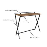 Conjunto de Escrivaninha Dobrável Paricel com Gaveteiro 4 GV e Estante Office 1 PT Grafite e Mel - 8