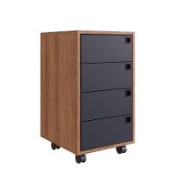 Conjunto de Escrivaninha Dobrável Paricel com Gaveteiro 4 GV e Estante Office 1 PT Grafite e Mel - 9