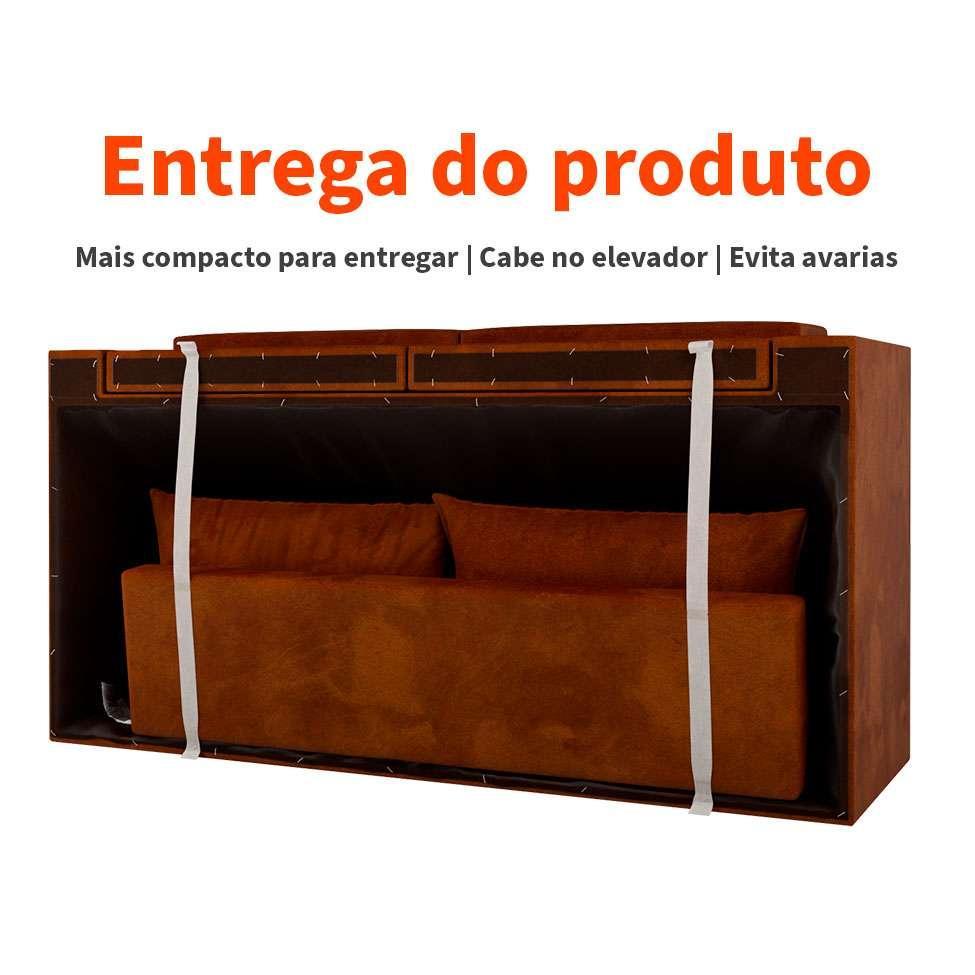 Sofá 3 Lugares Retrátil Lubeck Suede Marrom 180 cm - 6
