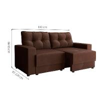 Sofá 3 Lugares Retrátil Lubeck Suede Marrom 180 cm - 3