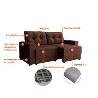 Sofá 3 Lugares Retrátil Lubeck Suede Marrom 180 cm