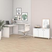 Conjunto de Escrivaninha Arneb com Armário Albireo 3 PT Branco - 1