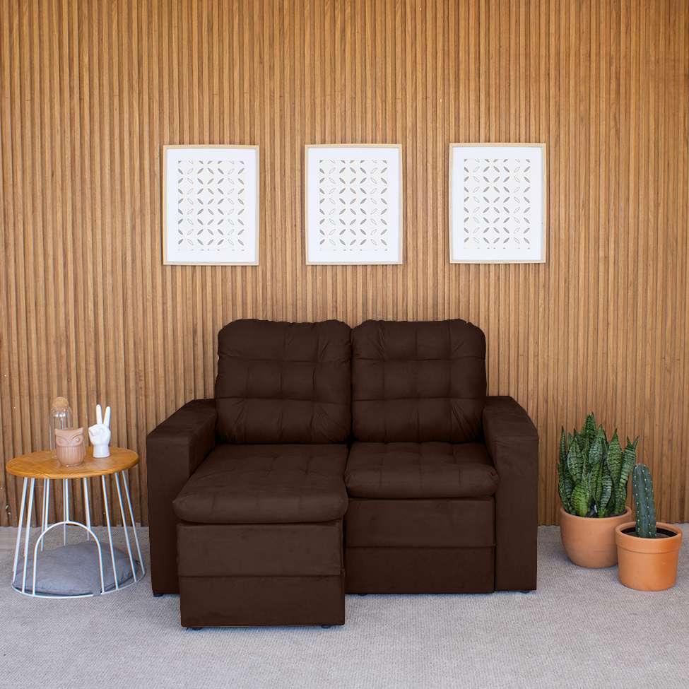 Sofá 2 Lugares Retrátil Lubeck Plush Suede Marrom 140 cm - 2