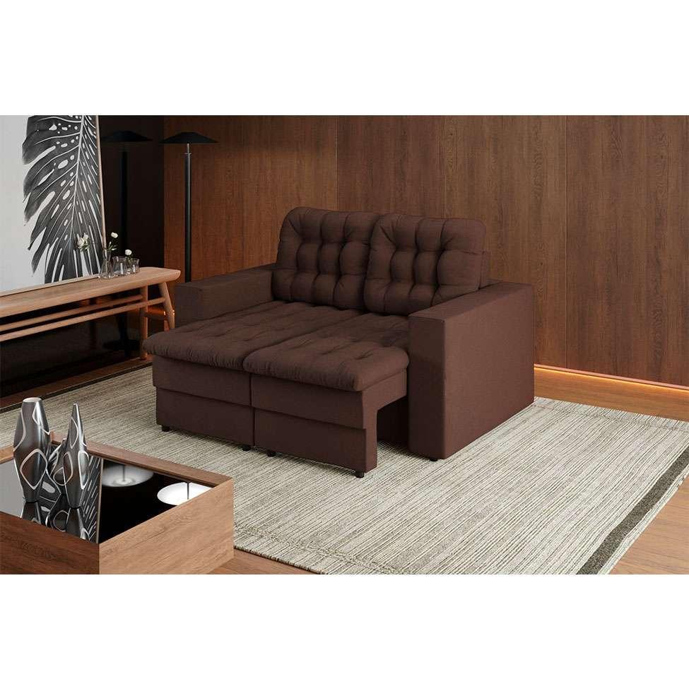 Sofá 2 Lugares Retrátil Lubeck Plush Suede Marrom 140 cm - 8