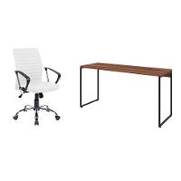 Conjunto de Mesa Studio Nogal 150 cm com Cadeira de Escritório Diretor Giratória Oslo Branca - 1