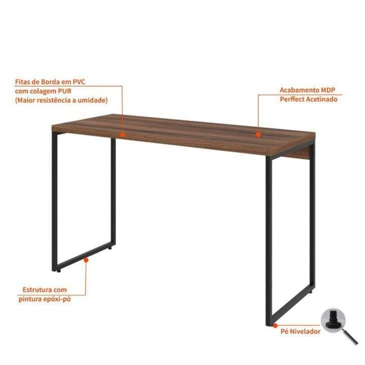 Conjunto de Mesa Studio Nogal 120 cm com Cadeira de Escritório Diretor Giratória Oslo Branca - 4