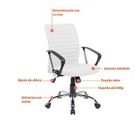 Conjunto de Mesa Studio Nogal 120 cm com Cadeira de Escritório Diretor Giratória Oslo Branca - 5