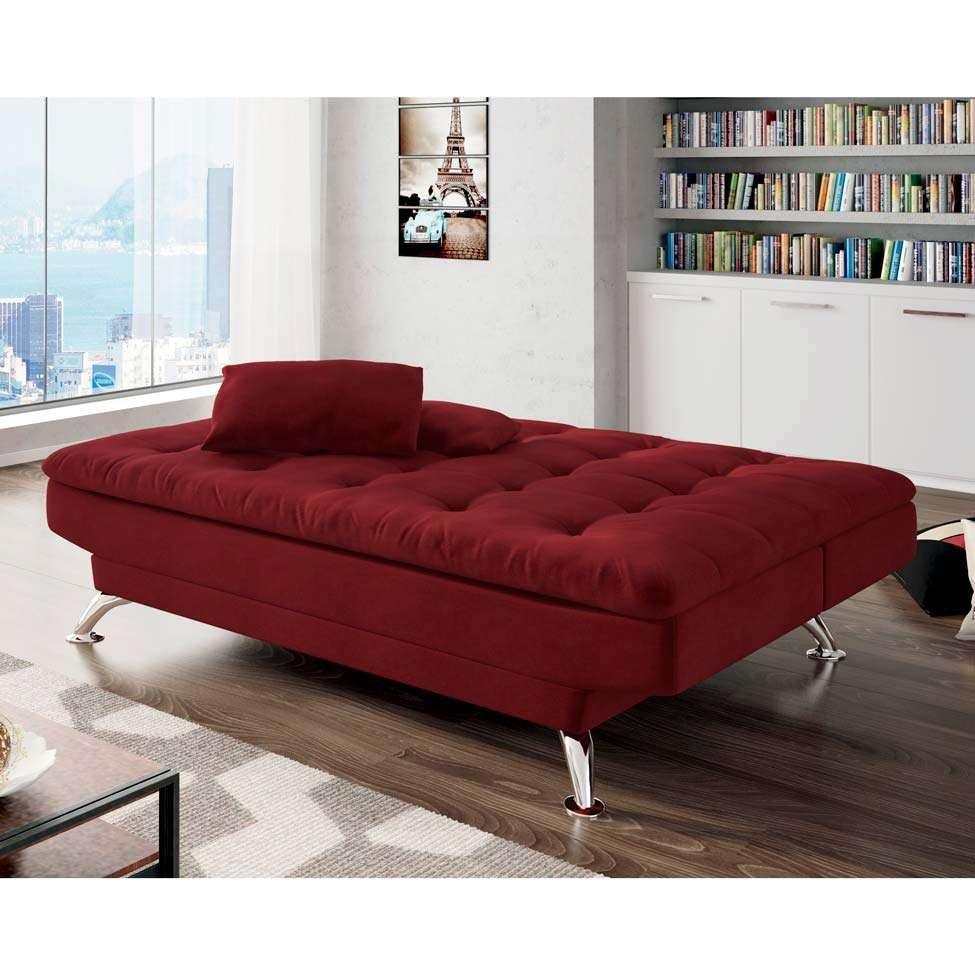 Sofá-Cama Casal 3 Lugares Premium Suede Vermelho - 9