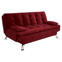 Sofá-Cama Casal 3 Lugares Premium Suede Vermelho - 1
