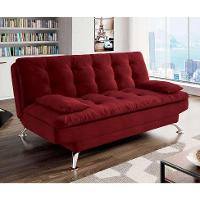 Sofá-Cama Casal 3 Lugares Premium Suede Vermelho - 2