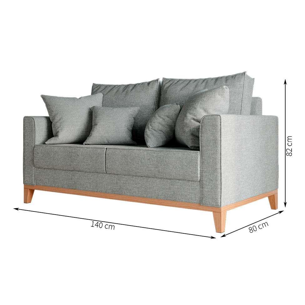 Sofá 2 Lugares Beny Base de Madeira Linho Cotton Cinza - 3