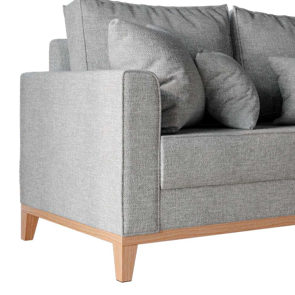 Sofá 2 Lugares Beny Base de Madeira Linho Cotton Cinza - 6