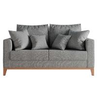 Sofá 2 Lugares Beny Base de Madeira Linho Cotton Cinza - 1
