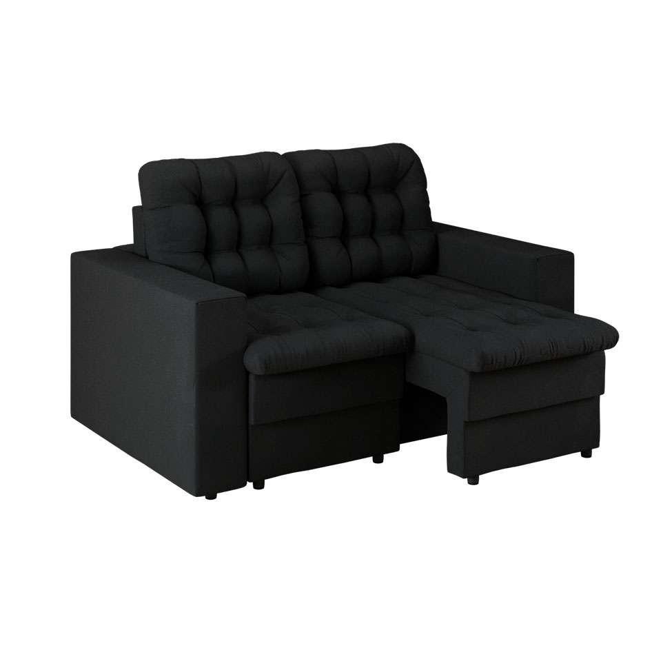 Sofá 2 Lugares Retrátil Lubeck Plush Suede Preto 140 cm - 1