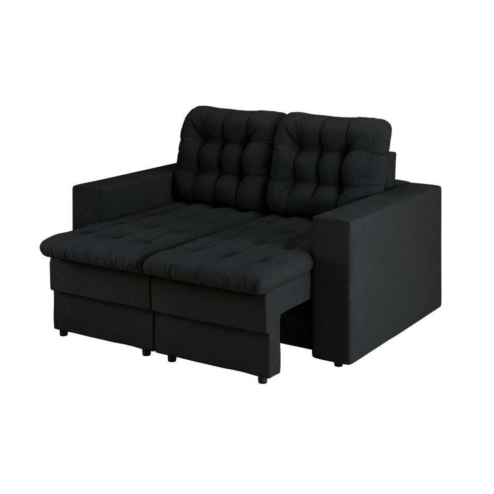 Sofá 2 Lugares Retrátil Lubeck Plush Suede Preto 140 cm - 6