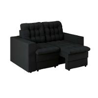 Sofá 2 Lugares Retrátil Lubeck Plush Suede Preto 140 cm - 1
