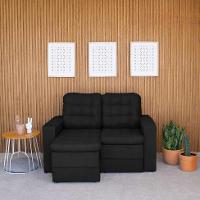 Sofá 2 Lugares Retrátil Lubeck Plush Suede Preto 140 cm - 2