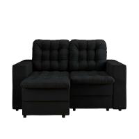 Sofá 2 Lugares Retrátil Lubeck Plush Suede Preto 140 cm - 5