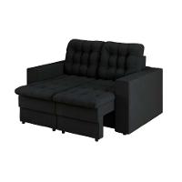 Sofá 2 Lugares Retrátil Lubeck Plush Suede Preto 140 cm - 6