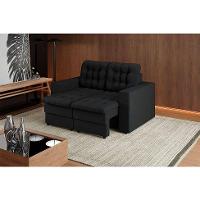 Sofá 2 Lugares Retrátil Lubeck Plush Suede Preto 140 cm - 8