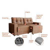 Conjuntos de Sofás 2 e 3 Lugares Lubeck Retrátil Bege - 6