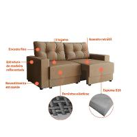 Sofá 3 Lugares Retrátil Lubeck Suede Bege 180 cm