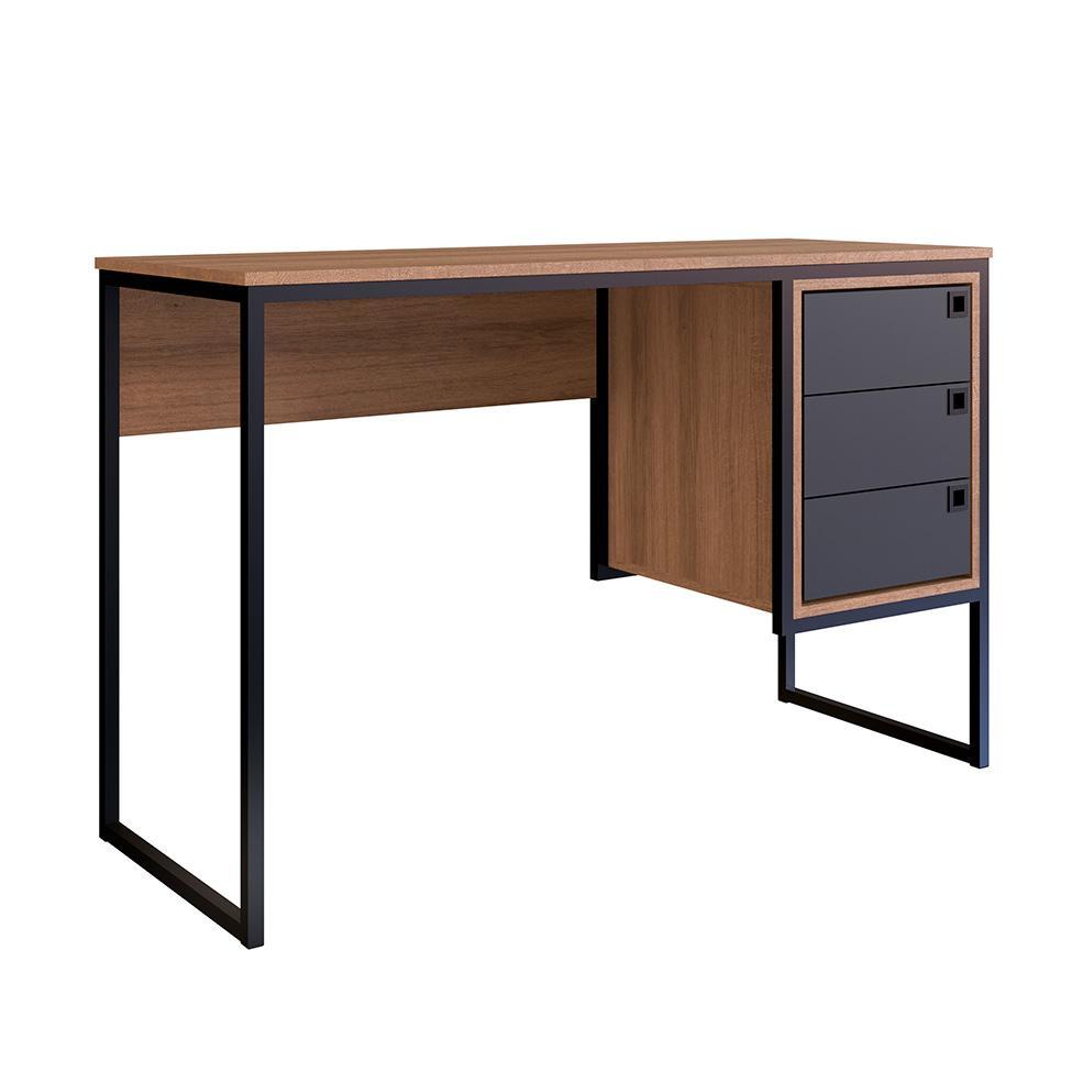 Conjunto de Escrivaninha Office 3 GV com Estante Paricel 40cm e Prateleira Driamante 80cm Grafite e Mel - 7