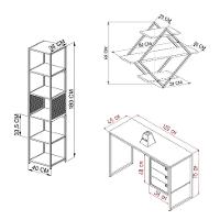 Conjunto de Escrivaninha Office 3 GV com Estante Paricel 40cm e Prateleira Driamante 80cm Grafite e Mel - 3