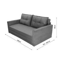 Sofá-Cama com Cama Auxiliar Casal 2 Lugares Trancoso Suede Cinza - 2
