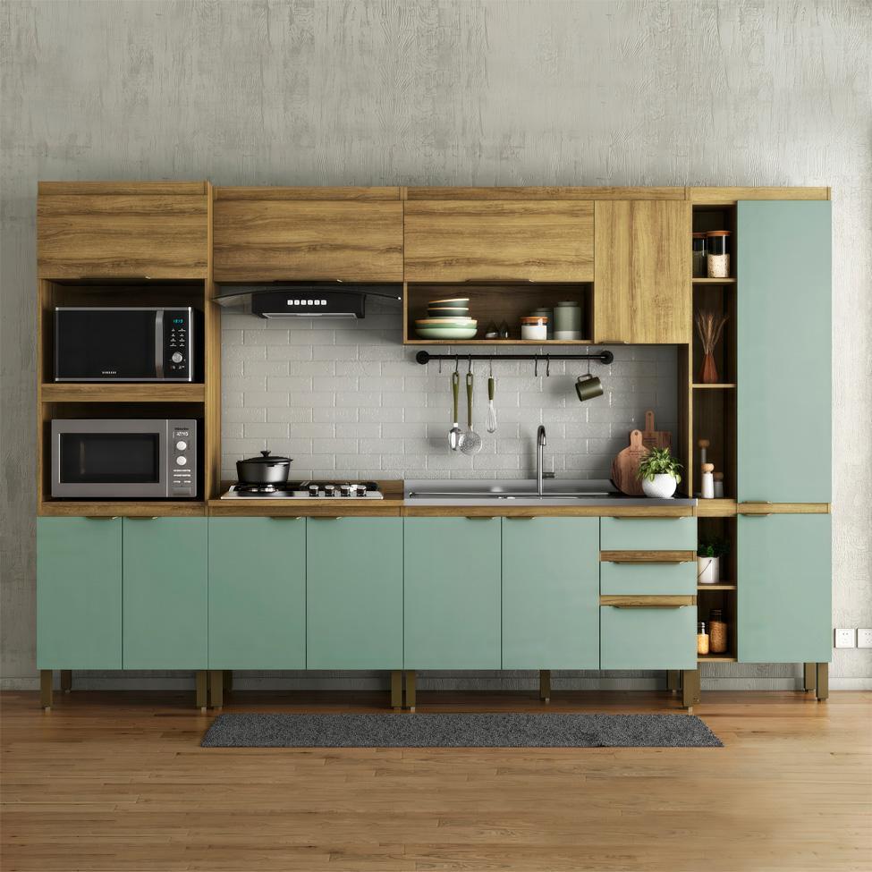 Cozinha Completa Magnólia 12 PT 3 GV Mel e Verde - 1