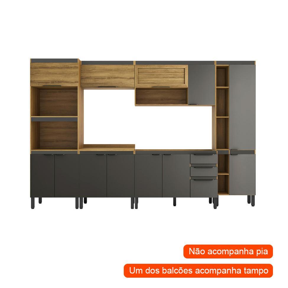 Cozinha Completa Magnólia 12 PT 3 GV Mel e Grafite - 2