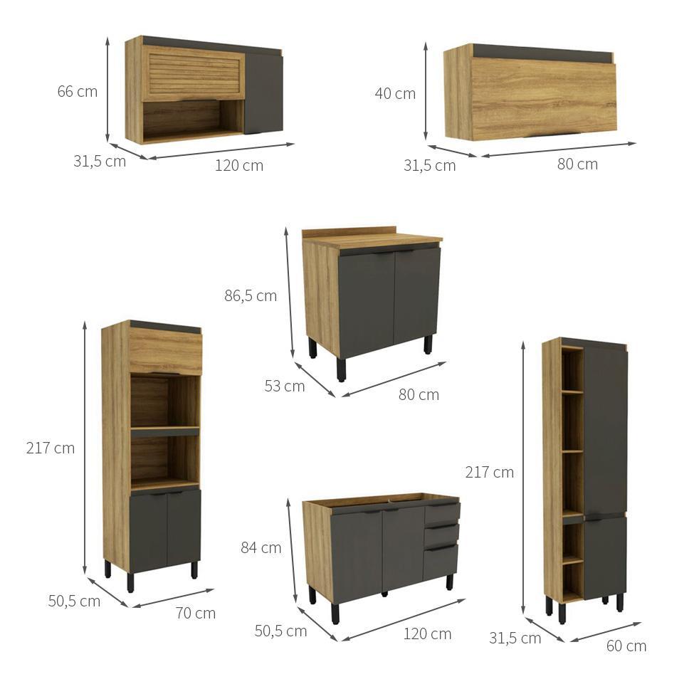 Cozinha Completa Magnólia 12 PT 3 GV Mel e Grafite - 4