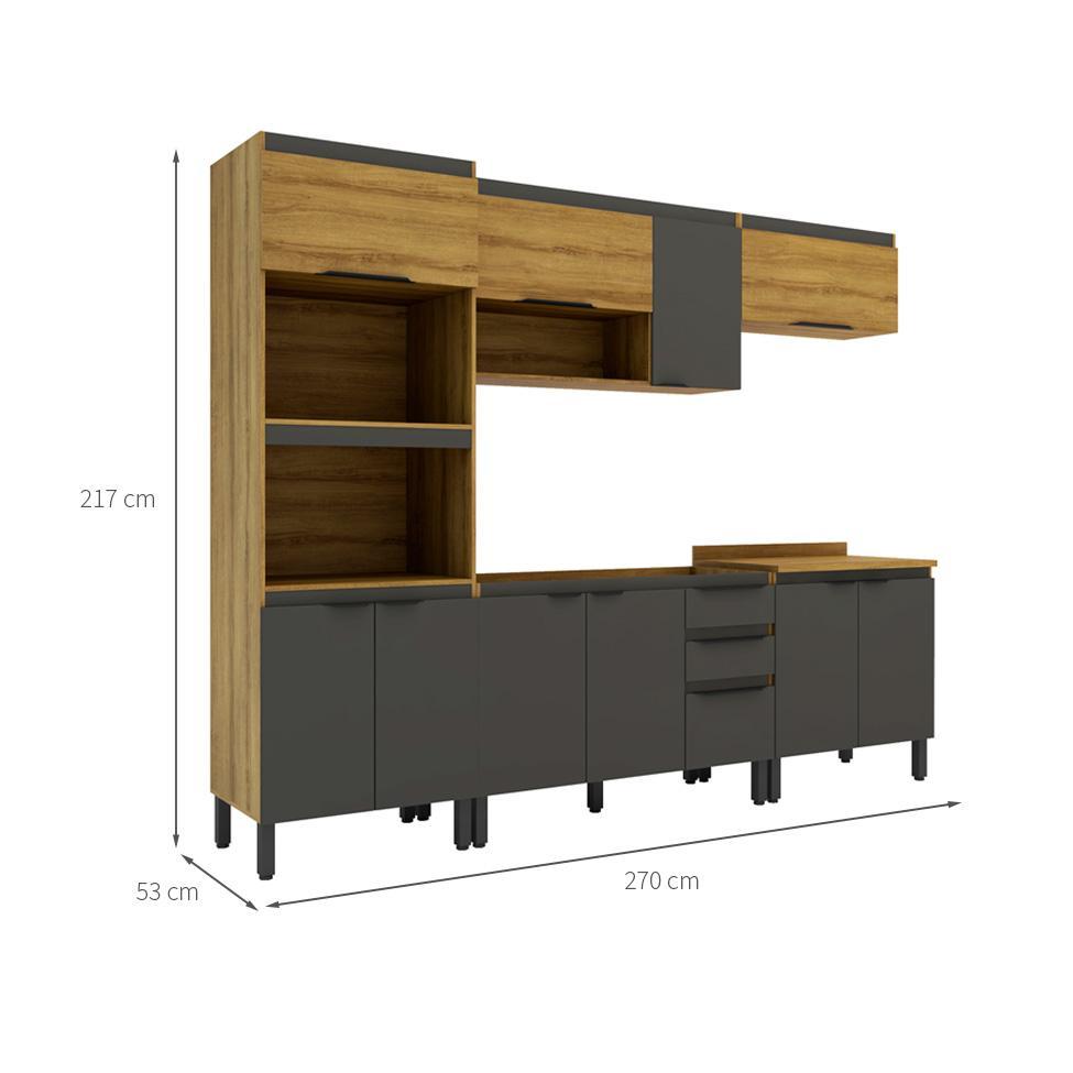 Cozinha Completa Magnólia 10 PT 3 GV Mel e Grafite - 3