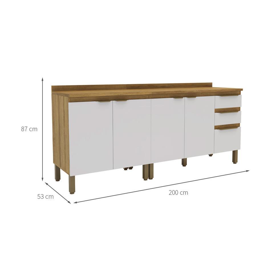 Cozinha Compacta Magnólia com 2 Balcões 4 PT 3 GV Mel e Branca - 3