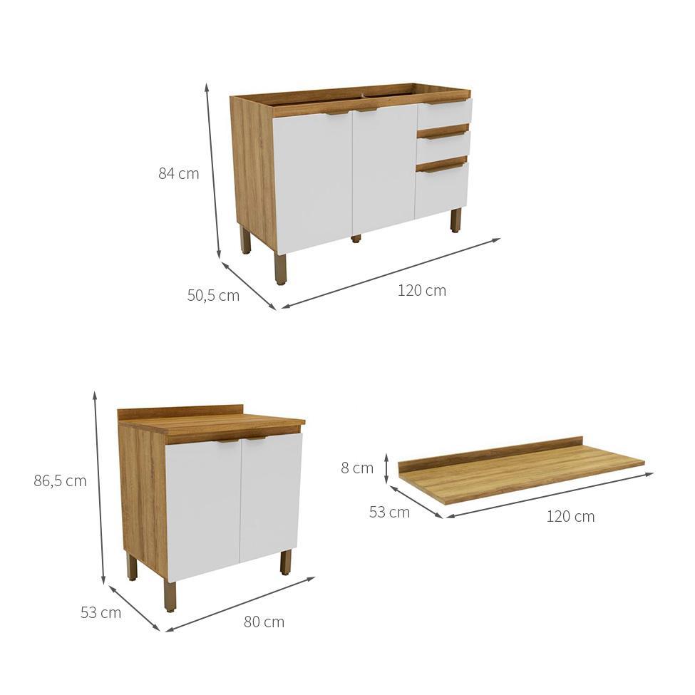 Cozinha Compacta Magnólia com 2 Balcões 4 PT 3 GV Mel e Branca - 4