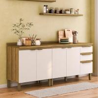 Cozinha Compacta Magnólia com 2 Balcões 4 PT 3 GV Mel e Branca - 1