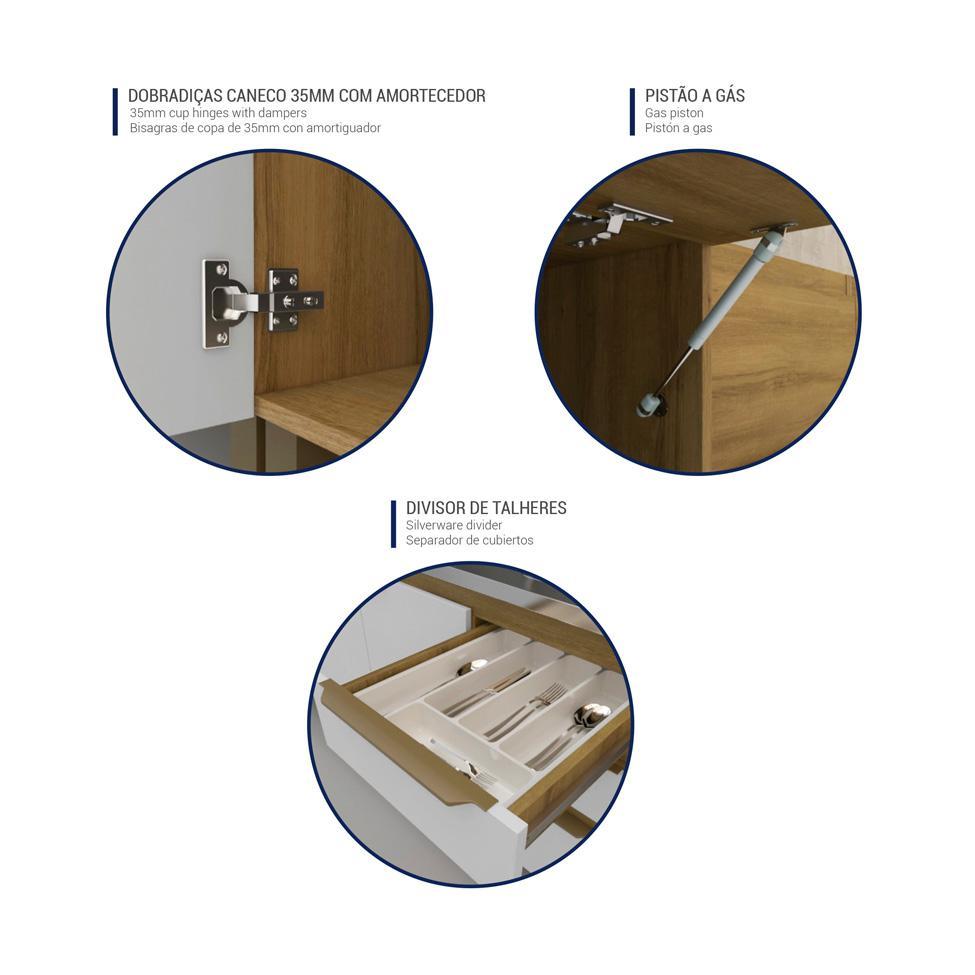 Cozinha Compacta Magnólia com Armário Aéreo 4 PT 3 GV Mel e Grafite - 4