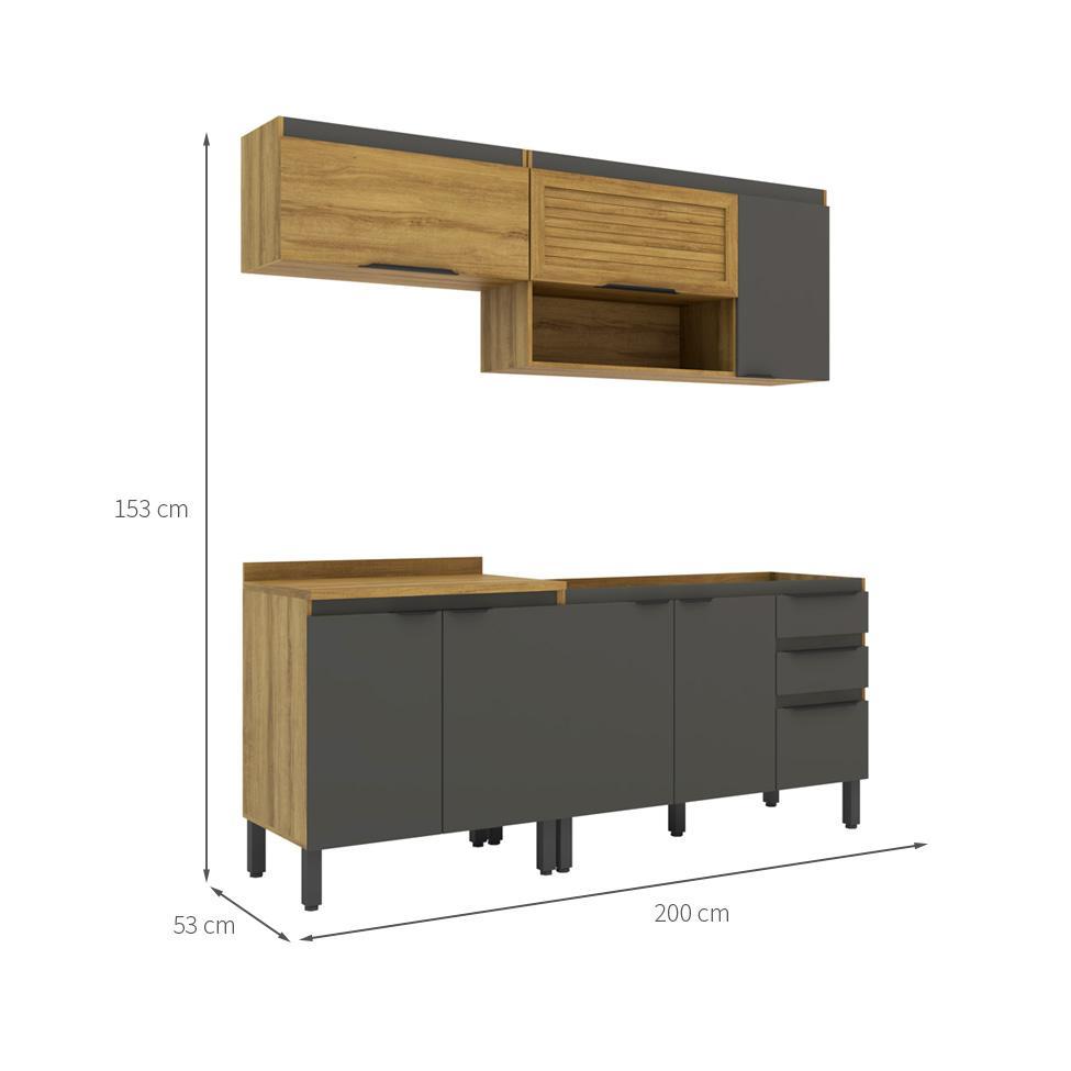 Cozinha Completa Magnólia 7 PT 3 GV Mel e Grafite - 3