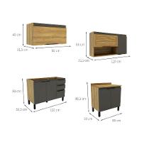 Cozinha Completa Magnólia 7 PT 3 GV Mel e Grafite