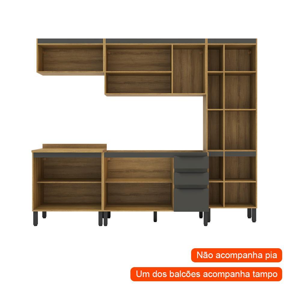 Cozinha Completa Magnólia 9 PT 3 GV Mel e Grafite - 2