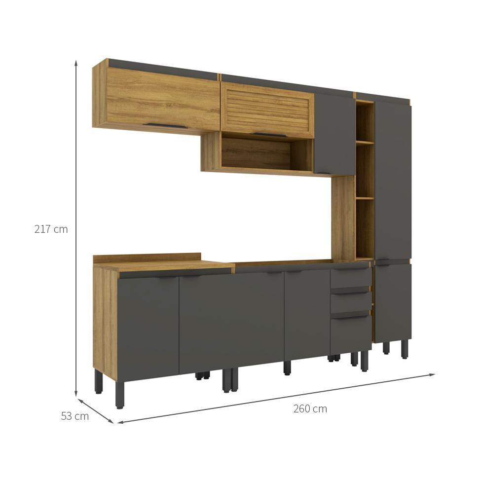 Cozinha Completa Magnólia 9 PT 3 GV Mel e Grafite - 3