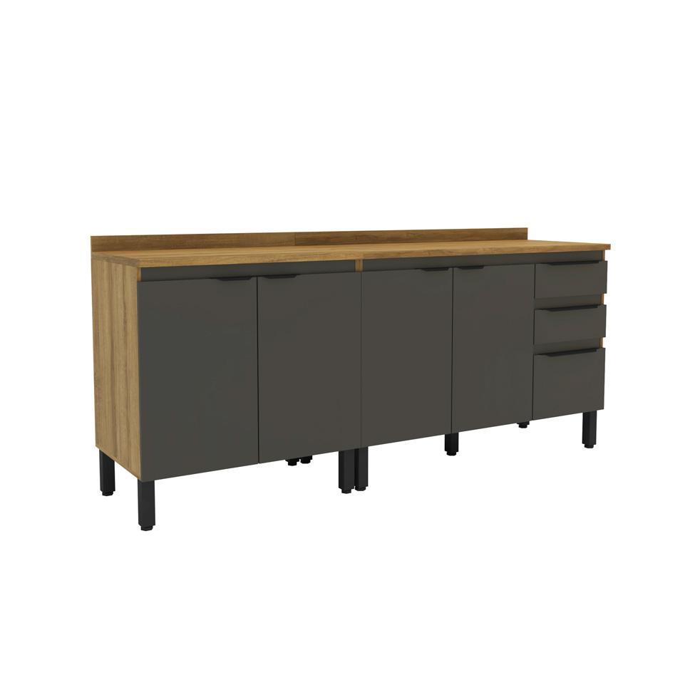 Cozinha Compacta Magnólia com 2 Balcões 4 PT 3 GV Mel e Grafite - 2