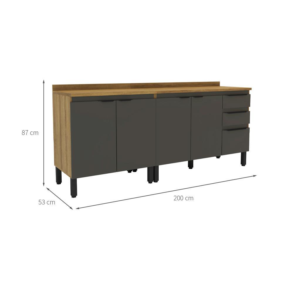 Cozinha Compacta Magnólia com 2 Balcões 4 PT 3 GV Mel e Grafite - 3