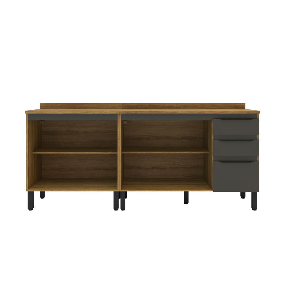 Cozinha Compacta Magnólia com 2 Balcões 4 PT 3 GV Mel e Grafite - 5