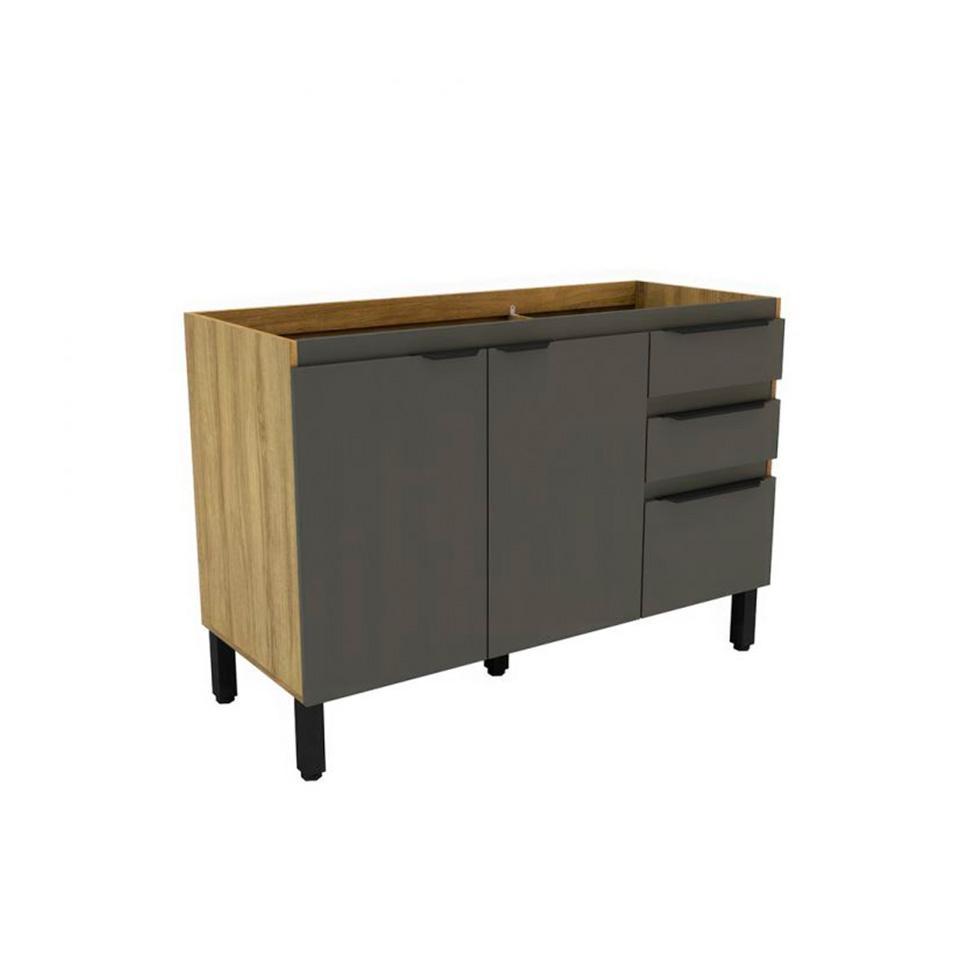 Cozinha Compacta Magnólia com 2 Balcões 4 PT 3 GV Mel e Grafite - 6