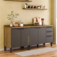 Cozinha Compacta Magnólia com 2 Balcões 4 PT 3 GV Mel e Grafite - 1