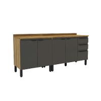 Cozinha Compacta Magnólia com 2 Balcões 4 PT 3 GV Mel e Grafite - 2